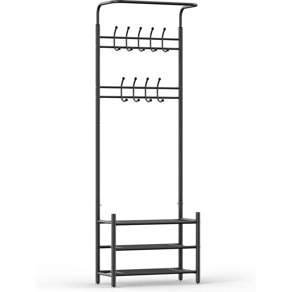 O'DADDY® Kapstok Staand - Schoenenrek - 18 Haken - 66x30x190cm - Zwart 1 O'DADDY® Kapstok Staand - Schoenenrek - 18 Haken - 66x30x190cm - Zwart