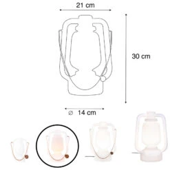 QAZQA Tafellamp Oplaadbaar 30 Cm IP44 Wit - Storm Small -Uitgebreide Kwaliteitswinkel Voor Thuis 1000014991 0102