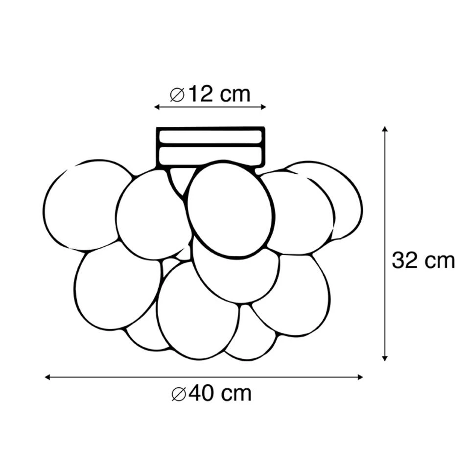 QAZQA Design Plafondlamp Zwart Met Amber Glas 4-lichts - Uvas 3 QAZQA Design Plafondlamp Zwart Met Amber Glas 4-lichts - Uvas - Afbeelding 3