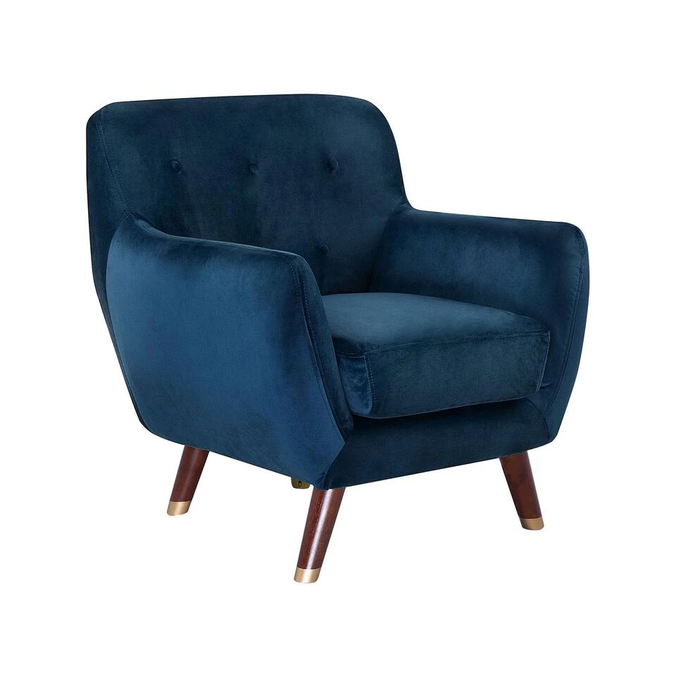 Beliani Fauteuil BODO - Blauw Fluweel 1 Beliani Fauteuil BODO - Blauw Fluweel