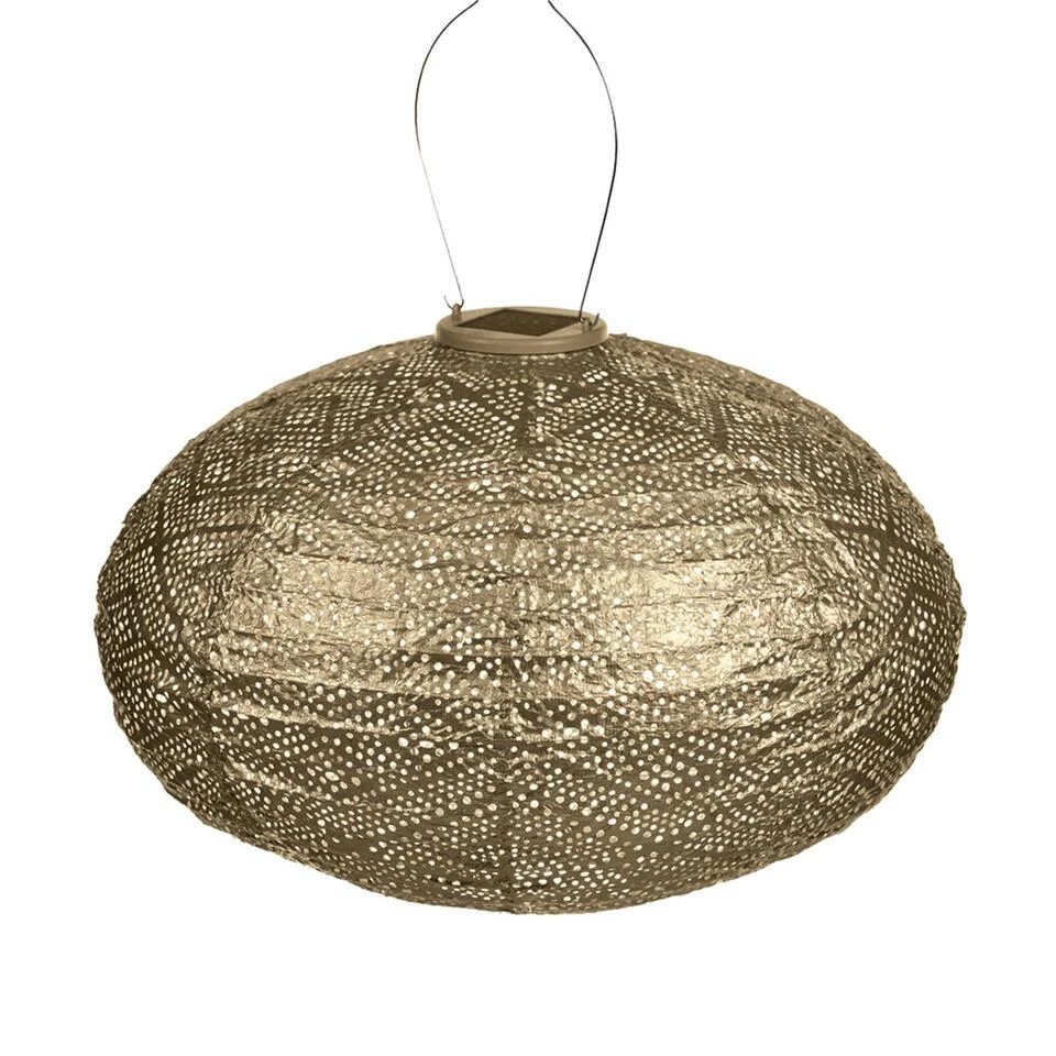 Lumiz Solar Buitenlampion Ikat Oval - Solar Tuinverlichting - 40 Cm - Goud 1 Lumiz Solar Buitenlampion Ikat Oval - Solar Tuinverlichting - 40 Cm - Goud