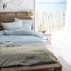 Cinderella Dekbedovertrek Ameland - Satijn - 140x200/220 Cm - Blue -Uitgebreide Kwaliteitswinkel Voor Thuis 1000035208 0102