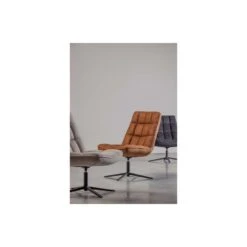 WOOOD Dirkje Draaifauteuil - Leerlook - Cognac - 101x70x85 -Uitgebreide Kwaliteitswinkel Voor Thuis 1000052487 0102