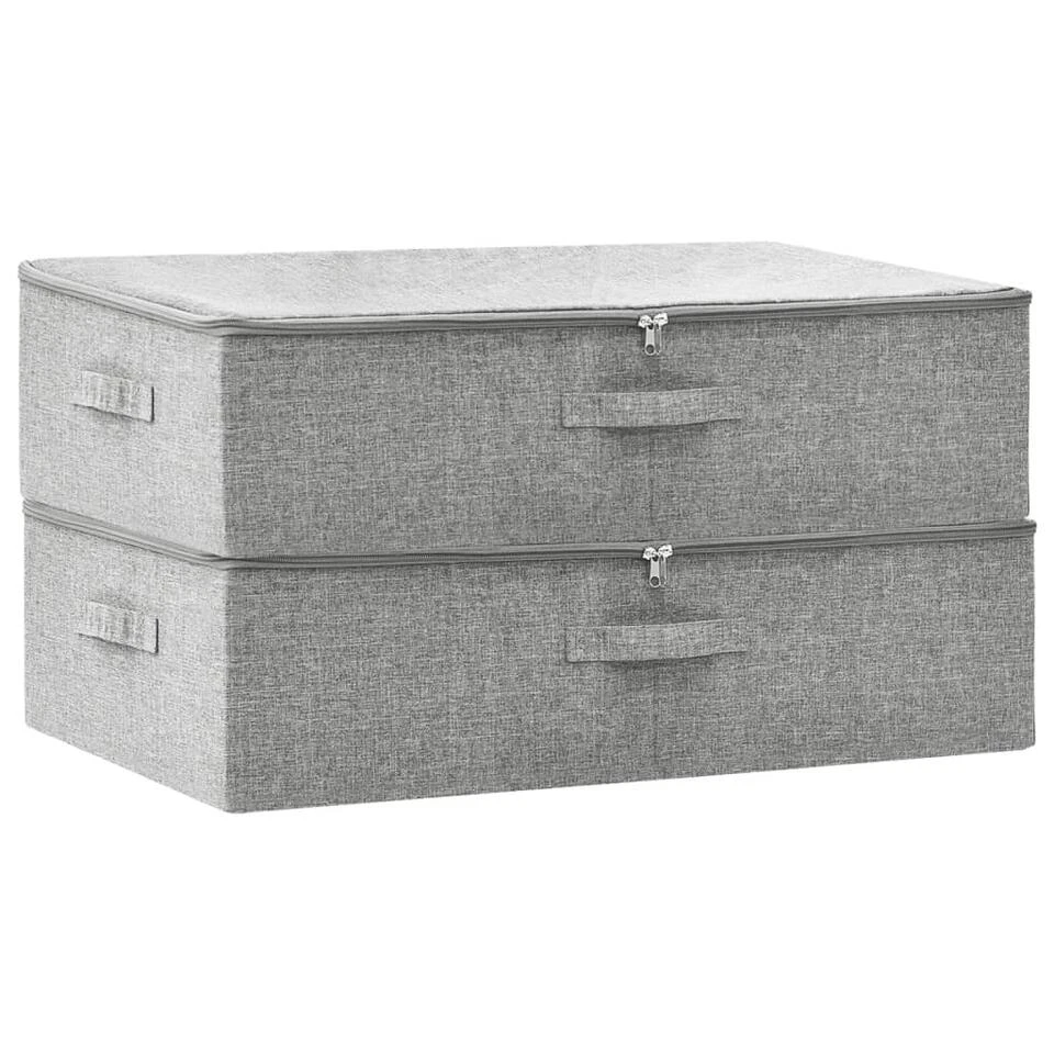 VidaXL Opbergboxen 2 St 70x40x18 Cm Stof Grijs 1 VidaXL Opbergboxen 2 St 70x40x18 Cm Stof Grijs