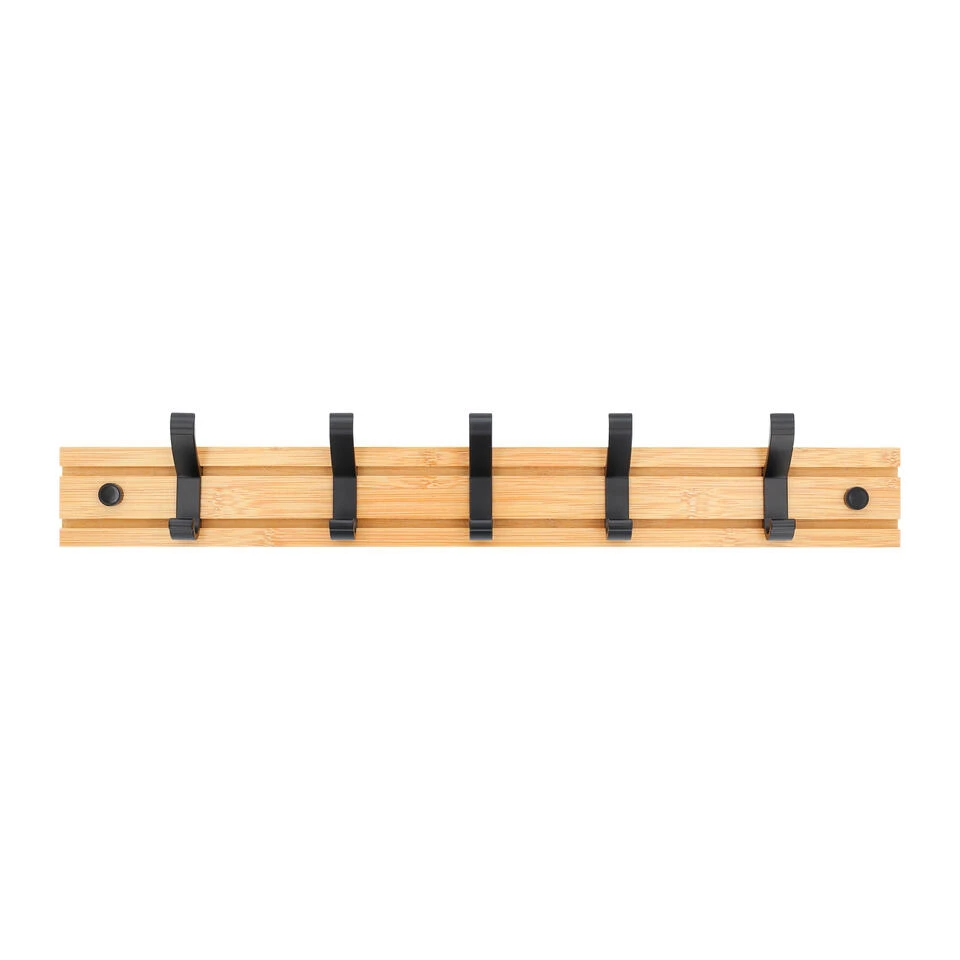 QUVIO Kapstok Bamboo Verschuifbare Haken Hout 4 QUVIO Kapstok Bamboo Verschuifbare Haken Hout - Afbeelding 4