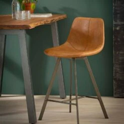 Barstoel Jill Kuip - Lederlook - Bruin -Uitgebreide Kwaliteitswinkel Voor Thuis 1000076859 0102