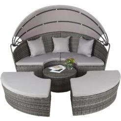 Tectake - Aluminium Wicker Ligbed - Grijs -Uitgebreide Kwaliteitswinkel Voor Thuis 1000077836 0102