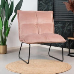 Velvet Fauteuil Maud Roze - Stof - Roze -Uitgebreide Kwaliteitswinkel Voor Thuis 1000079003 0103