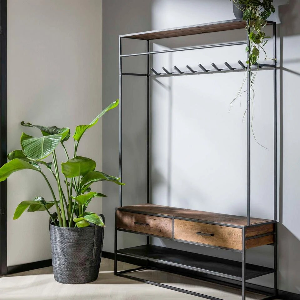 Garderobe Kapstok Brent 35x120x180cm - Hout - Grijs 3 Garderobe Kapstok Brent 35x120x180cm - Hout - Grijs - Afbeelding 3