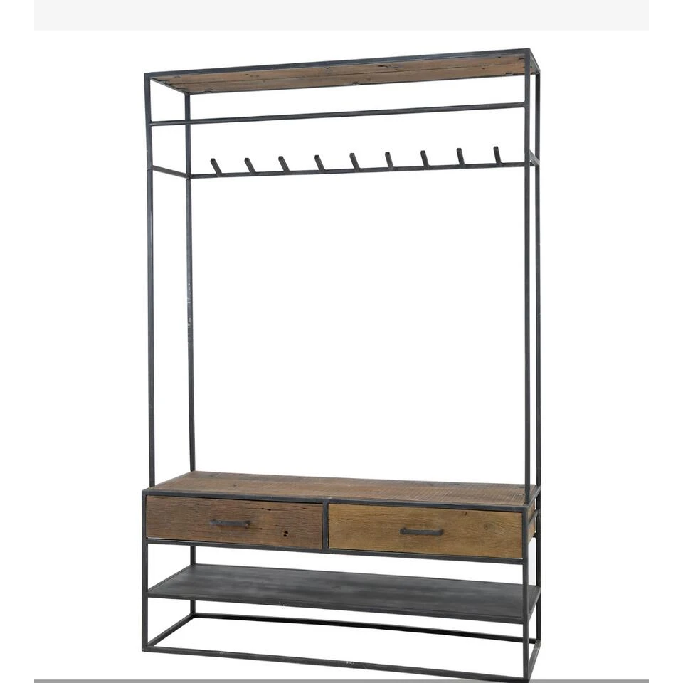 Garderobe Kapstok Brent 35x120x180cm - Hout - Grijs 1 Garderobe Kapstok Brent 35x120x180cm - Hout - Grijs