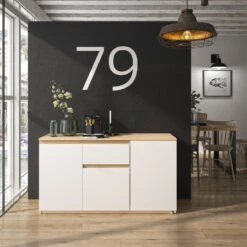 Diagone Draaibaar Bureau Gibril - Kast En Bureau In 1 - Wit/Eikenkleur -Uitgebreide Kwaliteitswinkel Voor Thuis 1000087351 0103