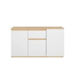 Diagone Draaibaar Bureau Gibril - Kast En Bureau In 1 - Wit/Eikenkleur