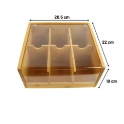 Orange85 Theedoos 6 Vaks Bamboe 20,5x22x10 Cm Kunststof -Uitgebreide Kwaliteitswinkel Voor Thuis 1000090166 0110