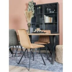 Romy Vitrinekast Industrieel Zwart - 35x120x200 Cm -Uitgebreide Kwaliteitswinkel Voor Thuis 1000094246 0103