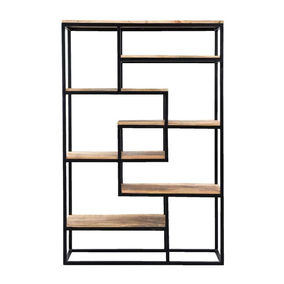 Wandmeubel Kyan - Zwart/naturel - 180x120x40 Cm 1 Wandmeubel Kyan - Zwart/naturel - 180x120x40 Cm