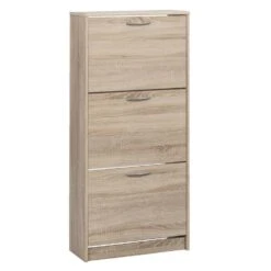 Schoenenkast Mainz - Eikenkleur - 123,5x58x25 Cm -Uitgebreide Kwaliteitswinkel Voor Thuis 11901476 0300
