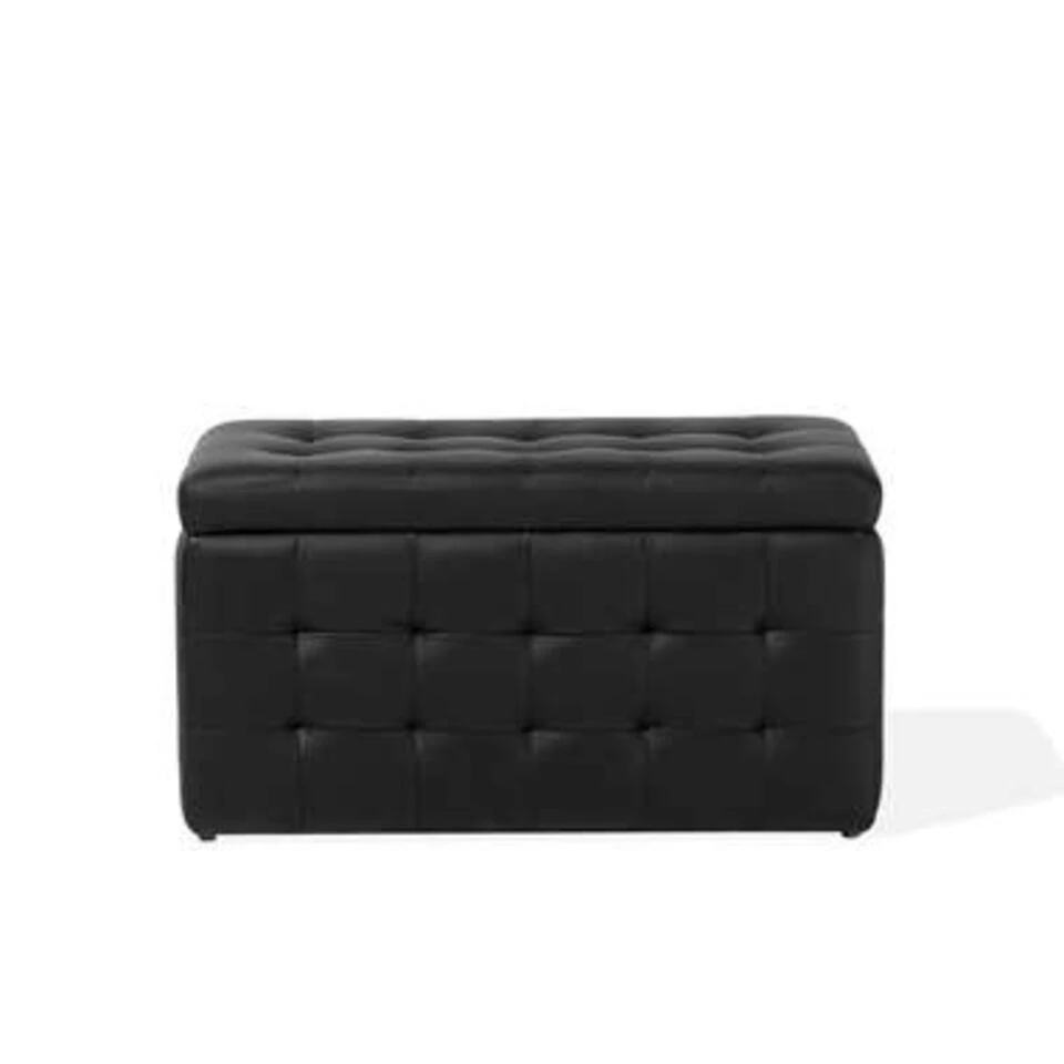 Beliani Ottomaan MICHIGAN - Zwart Kunstleer 2 Beliani Ottomaan MICHIGAN - Zwart Kunstleer - Afbeelding 2