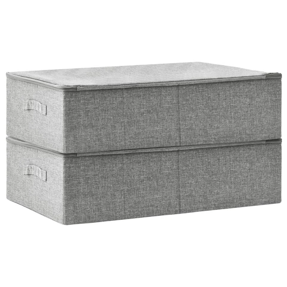 VidaXL Opbergboxen 2 St 70x40x18 Cm Stof Grijs 4 VidaXL Opbergboxen 2 St 70x40x18 Cm Stof Grijs - Afbeelding 4