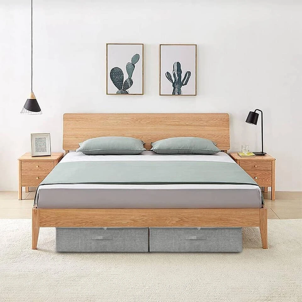 VidaXL Opbergboxen 2 St 70x40x18 Cm Stof Grijs 2 VidaXL Opbergboxen 2 St 70x40x18 Cm Stof Grijs - Afbeelding 2