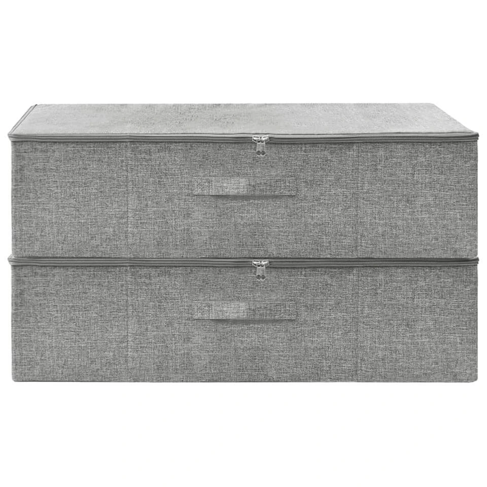 VidaXL Opbergboxen 2 St 70x40x18 Cm Stof Grijs 3 VidaXL Opbergboxen 2 St 70x40x18 Cm Stof Grijs - Afbeelding 3