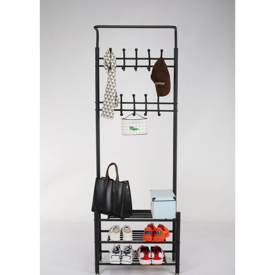 O'DADDY® Kapstok Staand - Schoenenrek - 18 Haken - 66x30x190cm - Zwart 3 O'DADDY® Kapstok Staand - Schoenenrek - 18 Haken - 66x30x190cm - Zwart - Afbeelding 3