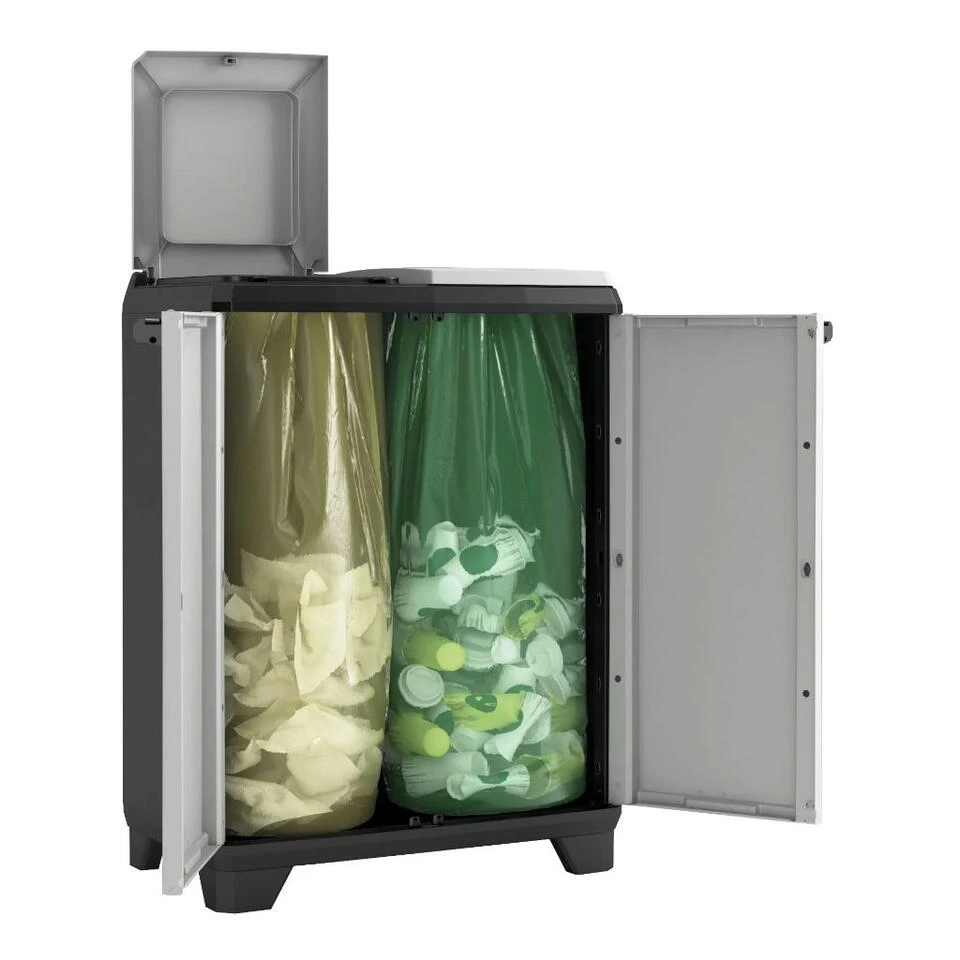 Keter Split Premium Recycling Kliko - Vuilbakken Buiten - 2x110L 2 Keter Split Premium Recycling Kliko - Vuilbakken Buiten - 2x110L - Afbeelding 2