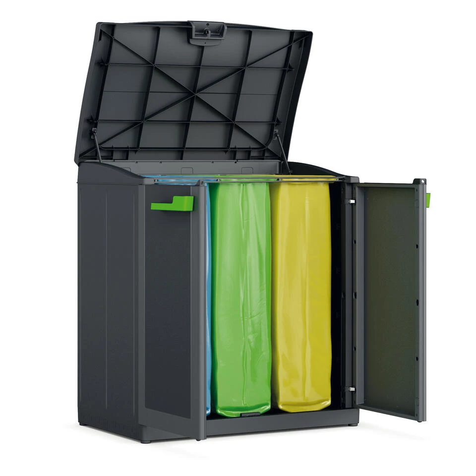 Keter Moby Recycling Kliko - Vuilbakken Buiten - 3x110L 2 Keter Moby Recycling Kliko - Vuilbakken Buiten - 3x110L - Afbeelding 2